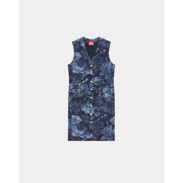 Women Denim Printed Dress - Midnight Blue