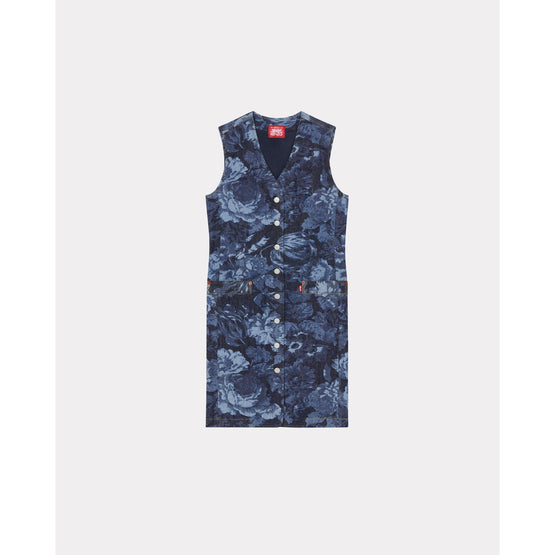 Women Denim Printed Dress - Midnight Blue