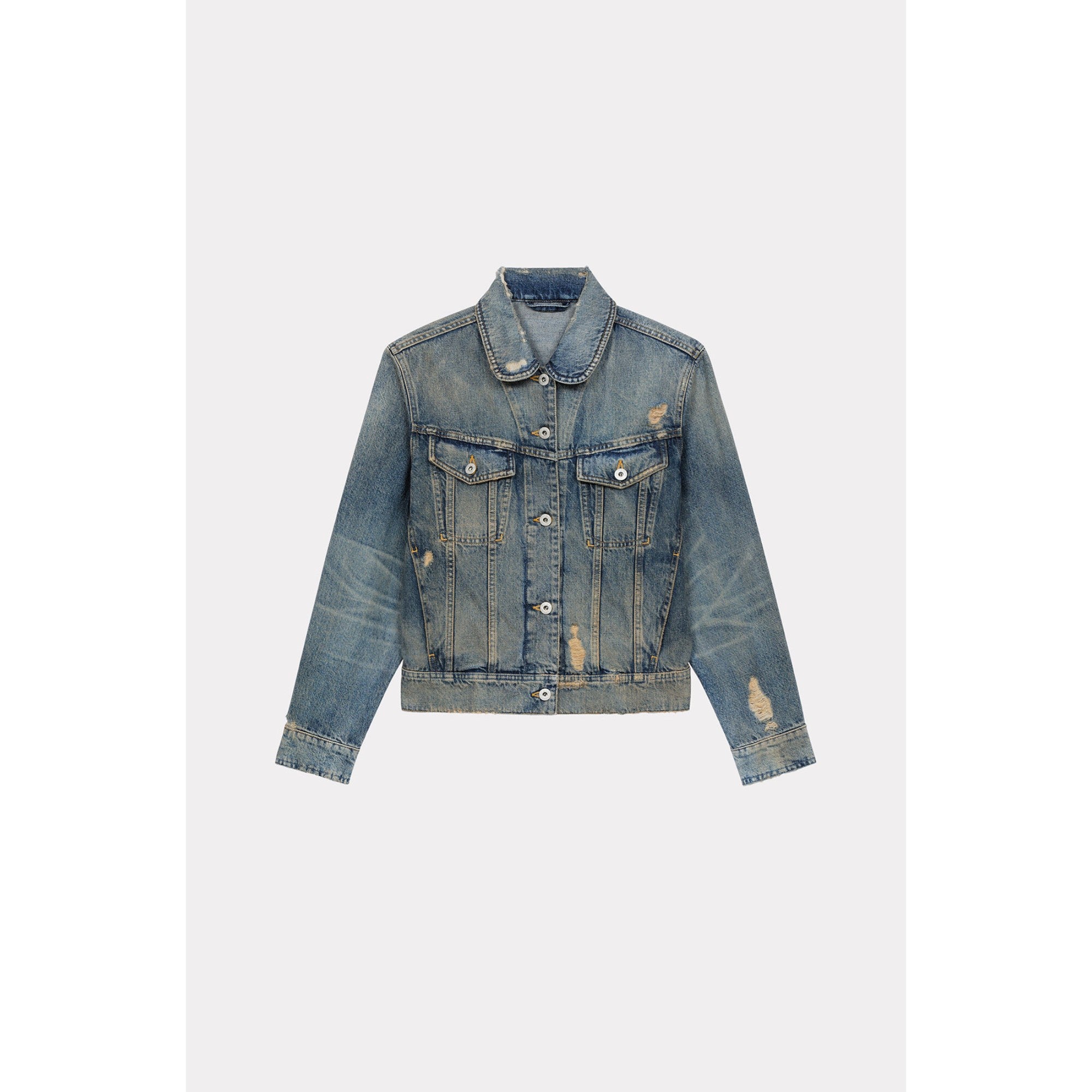 Women Dirty Blue Trucker Jacket - Stone Bl Dirty Blue Denim