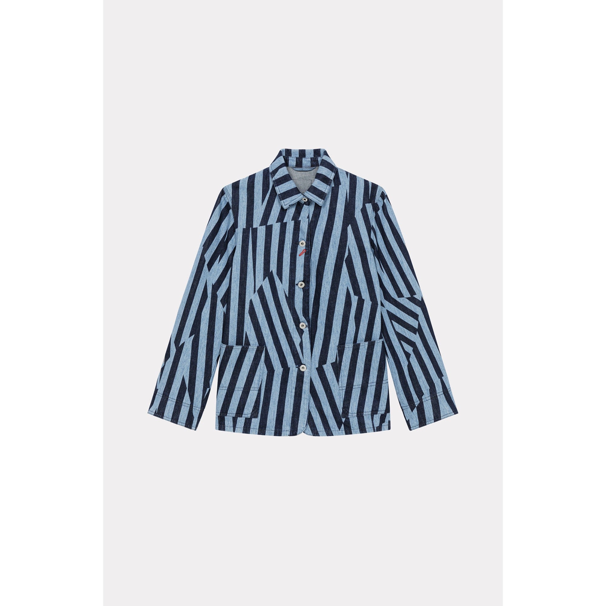 Women Dazzle Stripe Workwear Jacket - Rinse Blue Denim
