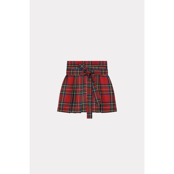 Women Checks Mini Skirt - Cherry
