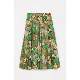 Women Printed Midi Skirt - Dark Khaki