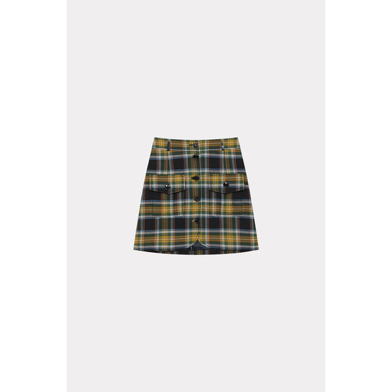 Women Checks Mini Skirt - Dark Khaki