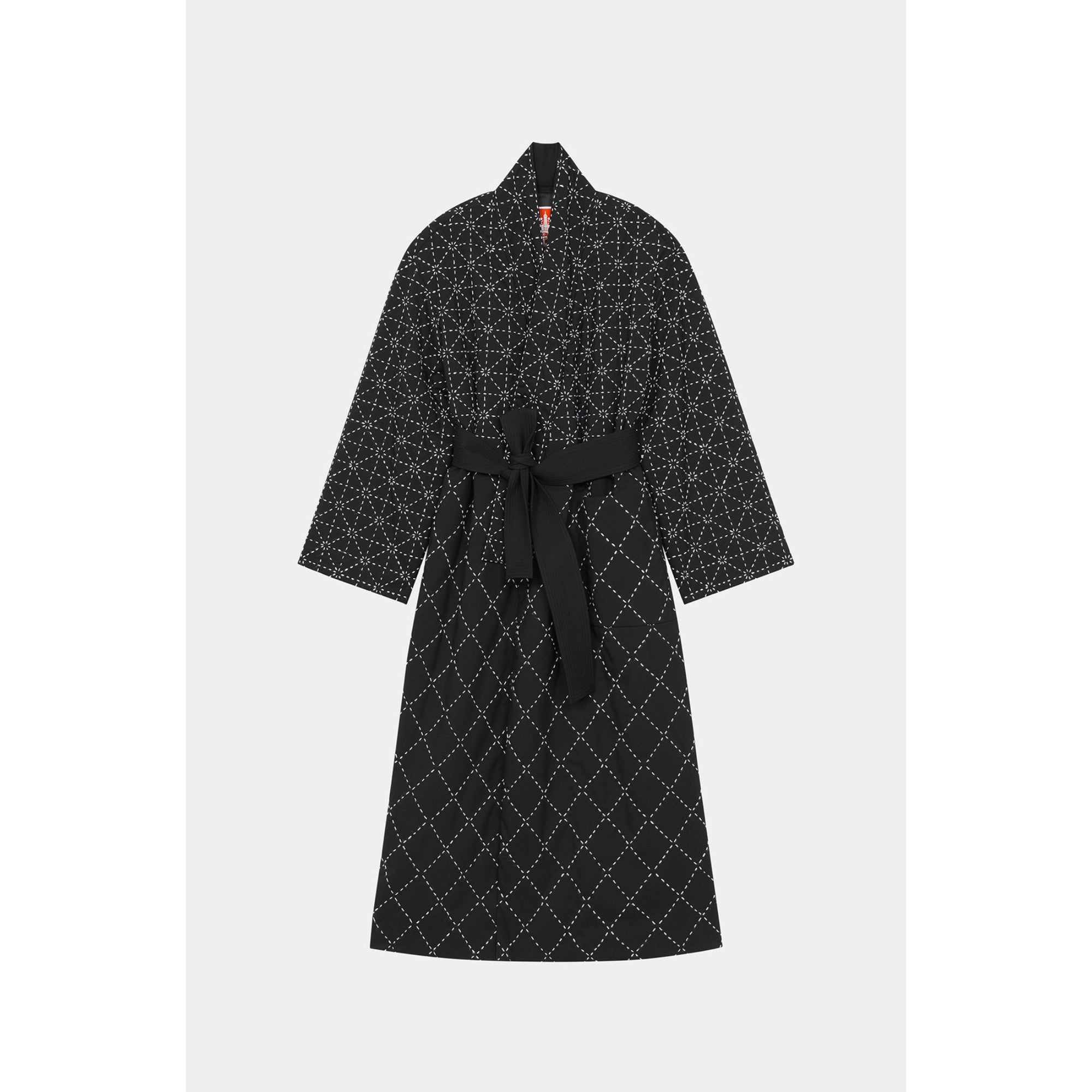 Women Kenzo Sashiko Stitch Long Coat - Black