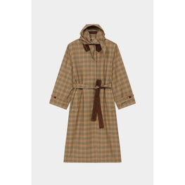 Women Checks Carcoat - Dark Camel