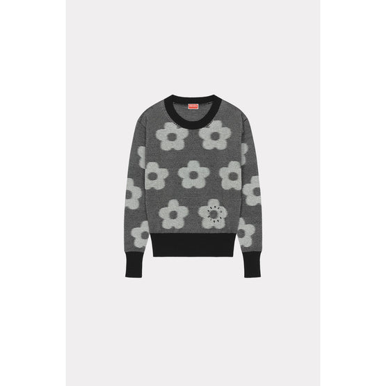 Women Flower Jacquard Jumper - Black