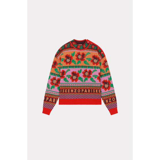 Women Fairisle Lurex Jumper - Cherry