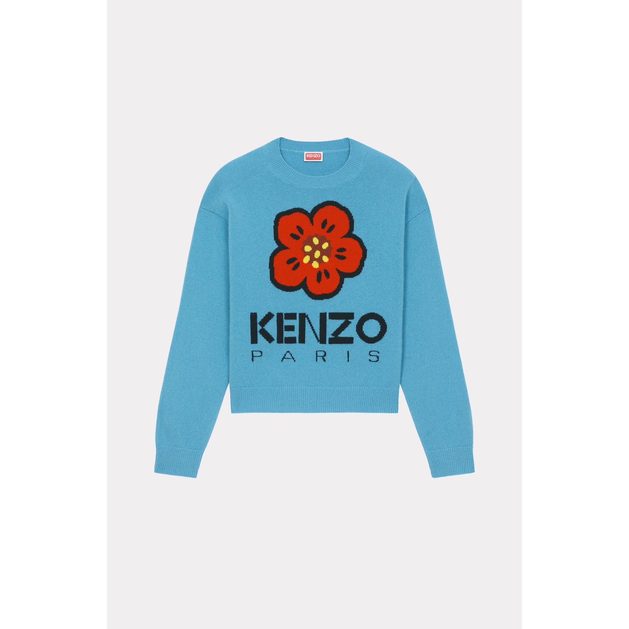 Women Boke Flower Placed Jumper - Cyan
