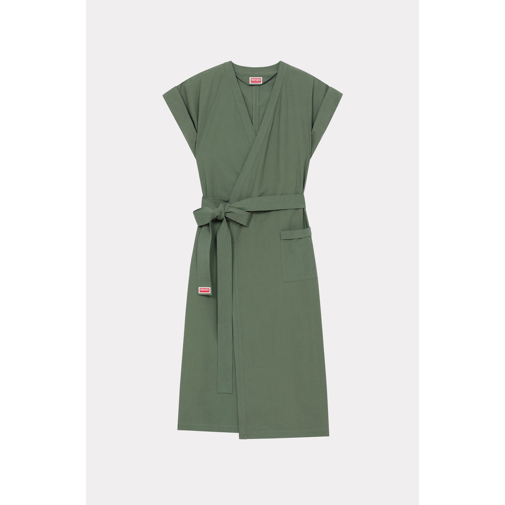 Women Kimono Midi Dress - Dark Khaki