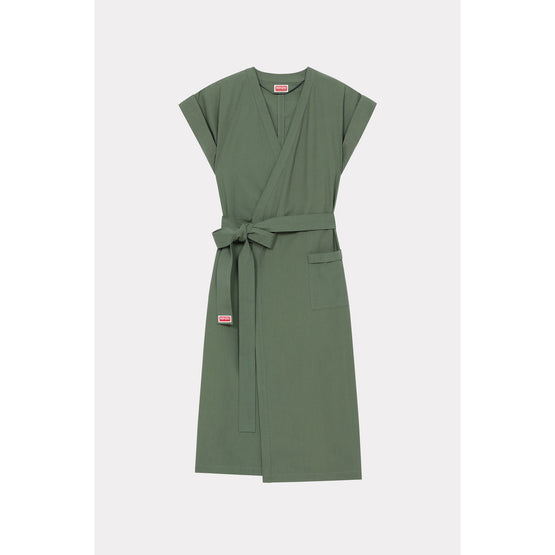 Women Kimono Midi Dress - Dark Khaki