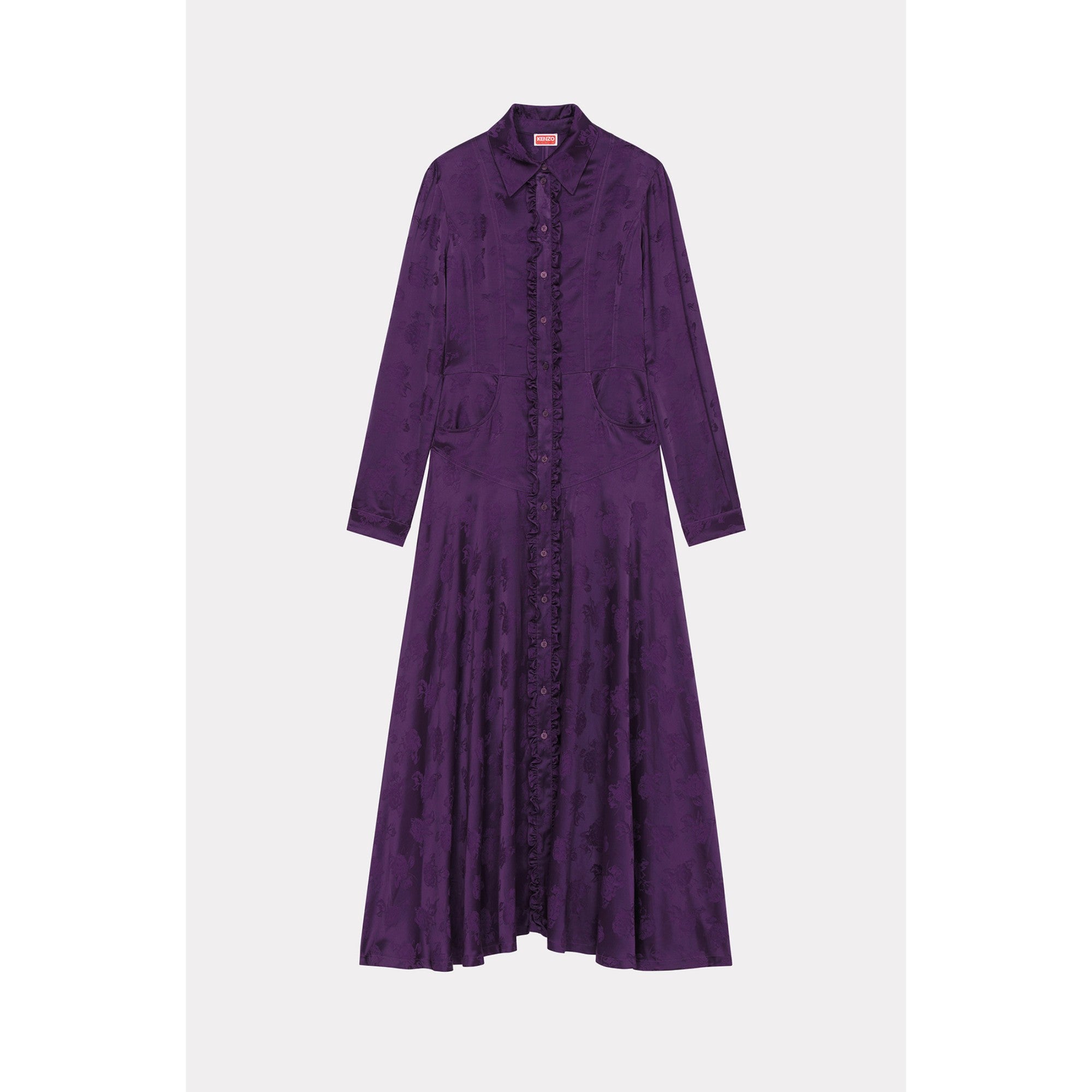 Women Roses Long Dress - Aubergine