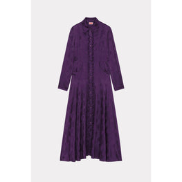 Women Roses Long Dress - Aubergine