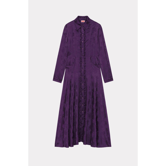 Women Roses Long Dress - Aubergine