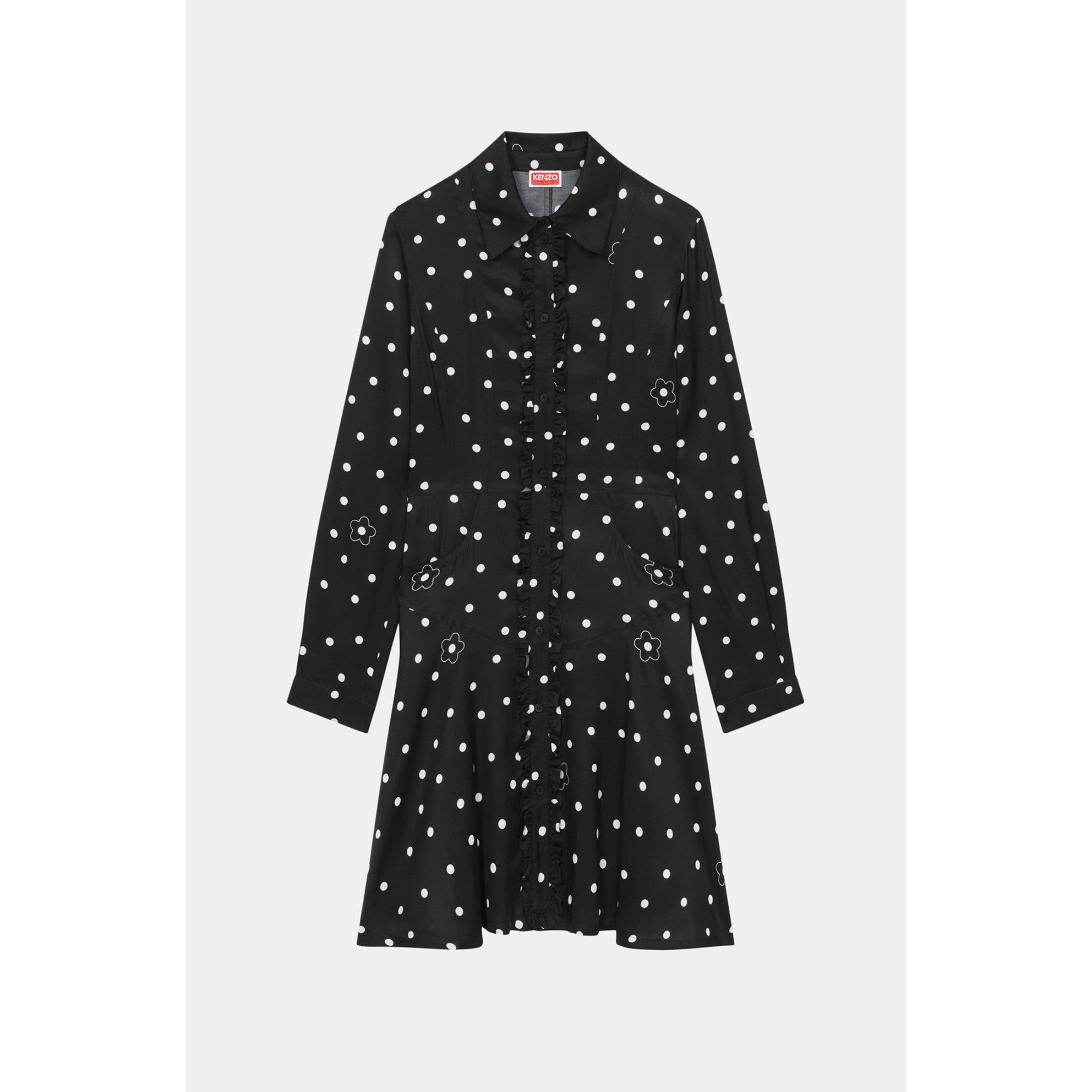Women Kenzo Flower Spot Short Dress - Black