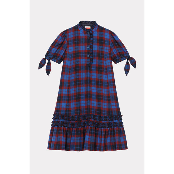 Women Checks Short Dress - Royal Blue