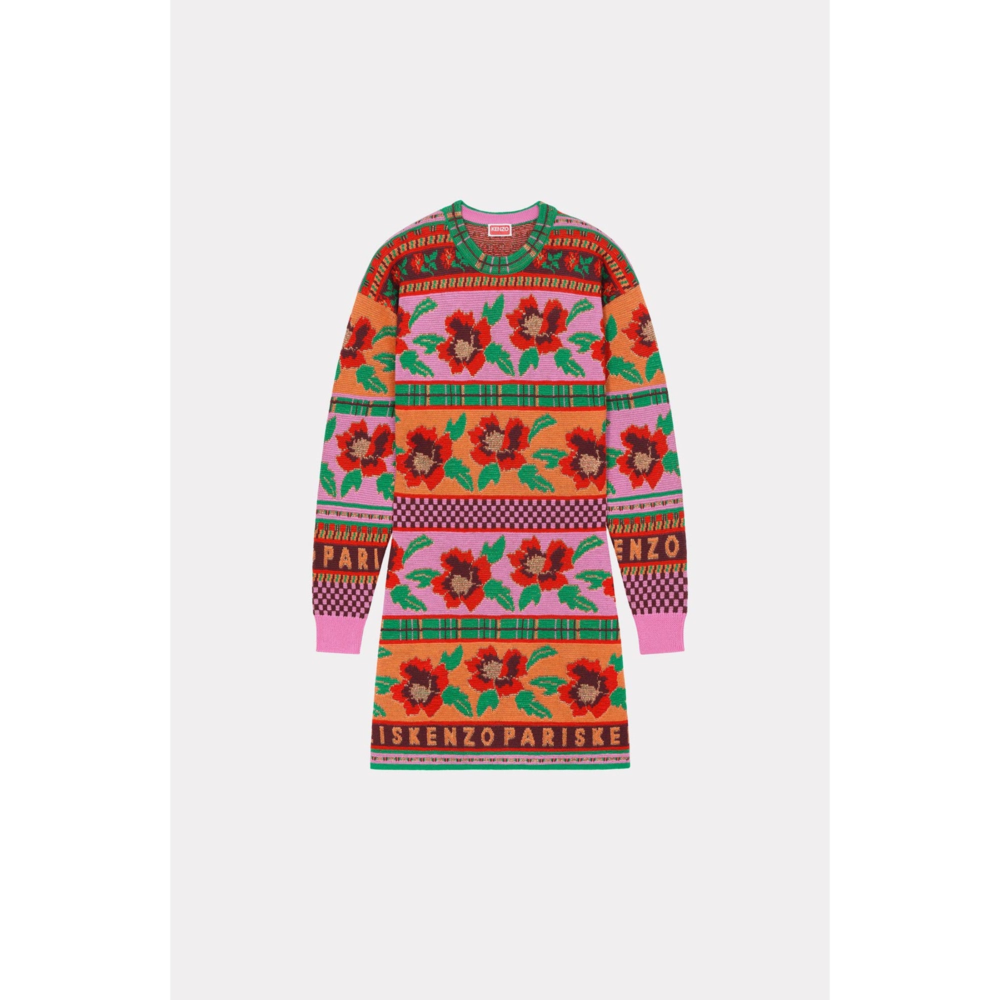 Women Fairisle Lurex Dress - Cherry