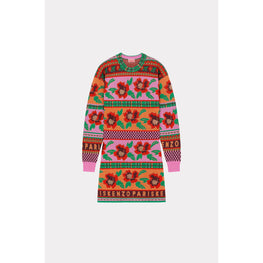 Women Fairisle Lurex Dress - Cherry