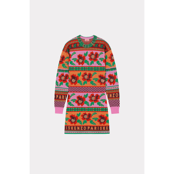 Women Fairisle Lurex Dress - Cherry