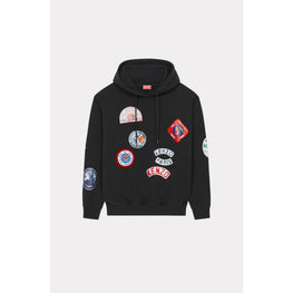Women Badges Regular Hoodie - Black