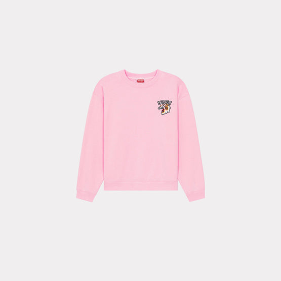 Women Tiger Varsity Regular Sweat - Faded Pink
