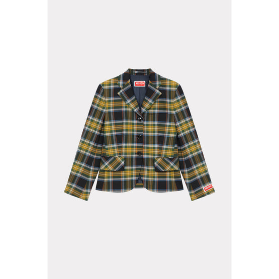 Women Checks Blazer - Dark Khaki