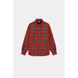 Men Checked Padded Shirt - Cherry