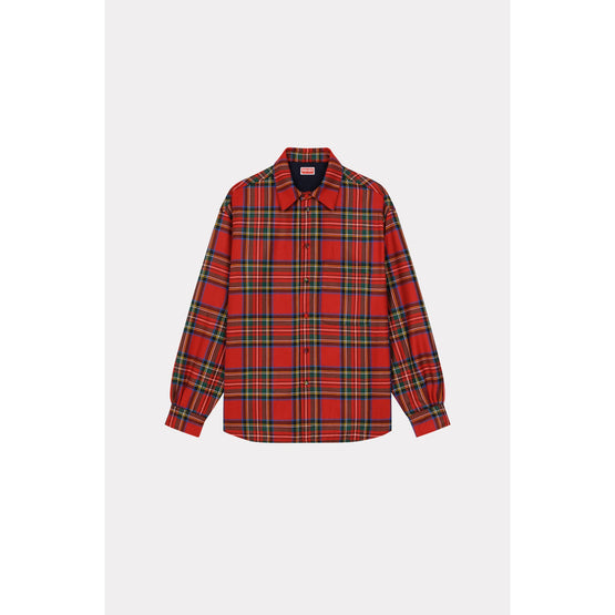 Men Checked Padded Shirt - Cherry