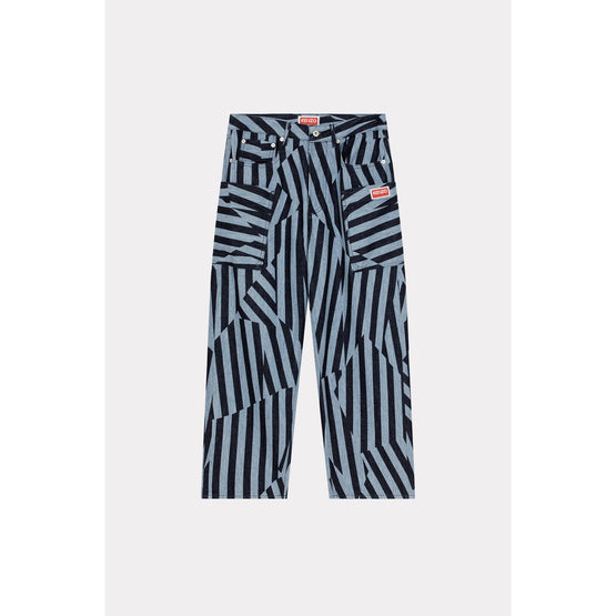 Men Dazzle Stripe Cargo Monkey Fit - Rinse Blue Denim