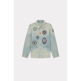 Men Kenzo Travel Workwear Jacket - Medium Stone Blue Denim