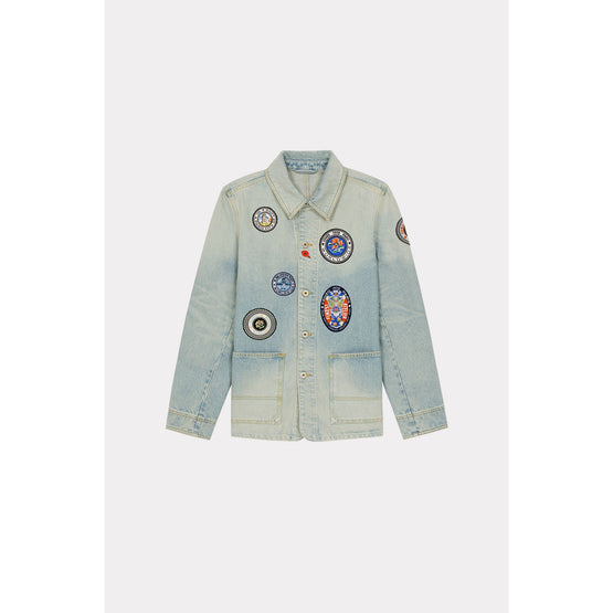 Men Kenzo Travel Workwear Jacket - Medium Stone Blue Denim