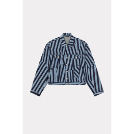 Men Dazzle Stripe Trucker Jacket - Rinse Blue Denim
