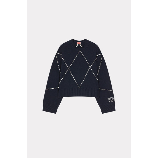 Men Kenzo Sashiko Stitch Jumper - Midnight Blue