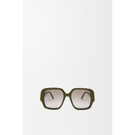 Women Square Slim Sunglasses - Shiny Khaki