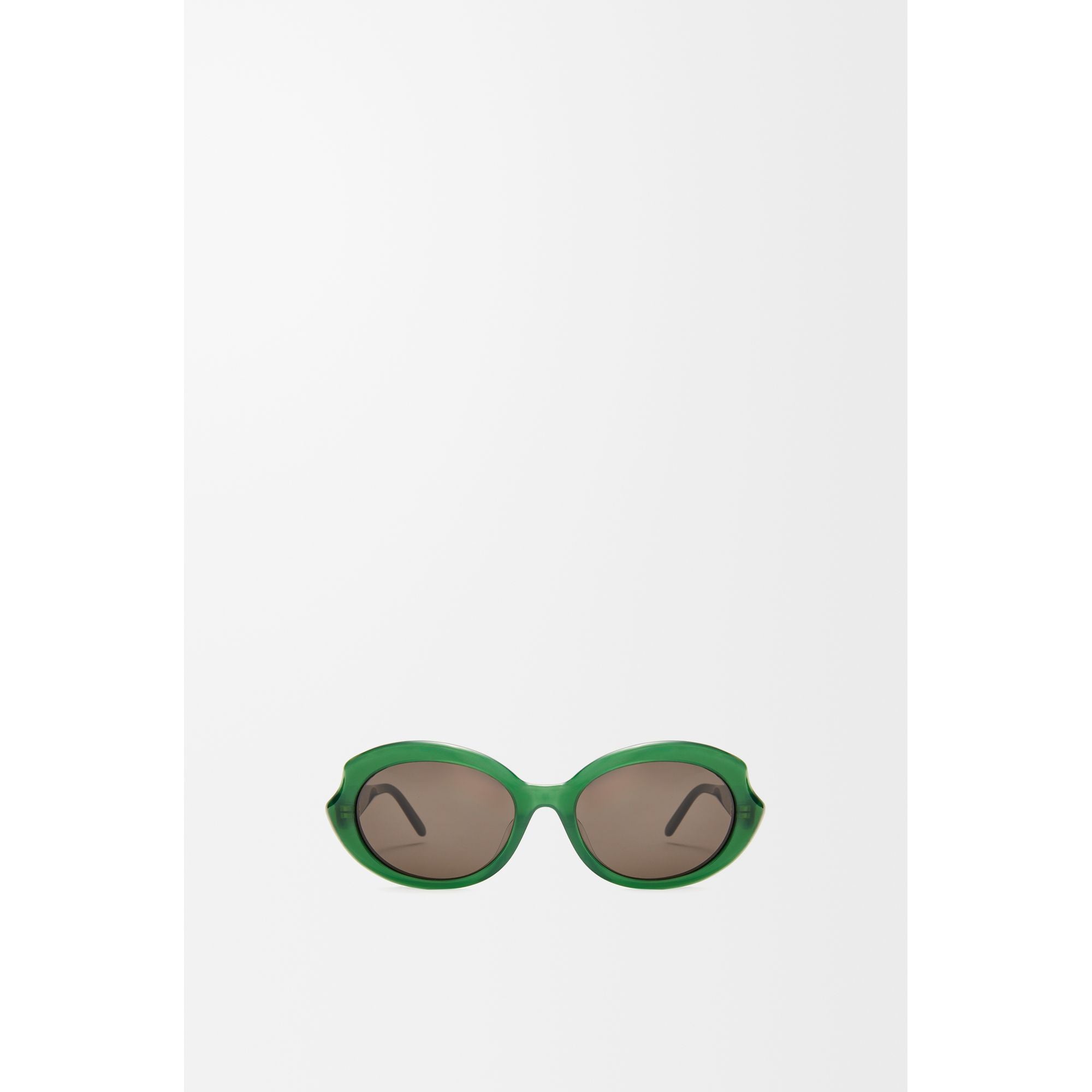 Women Mini Oval Slim Sunglasses - Shiny Opaline Green