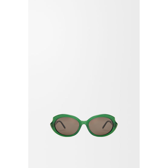 Women Mini Oval Slim Sunglasses - Shiny Opaline Green