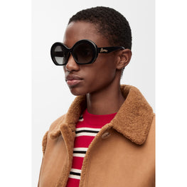 Women Halfmoon Sunglasses - Shiny Black