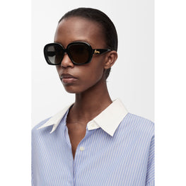 Women Square Halfmoon Sunglasses - Black