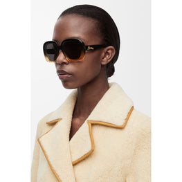 Women Square Halfmoon Sunglasses - Gradient Black/Beige