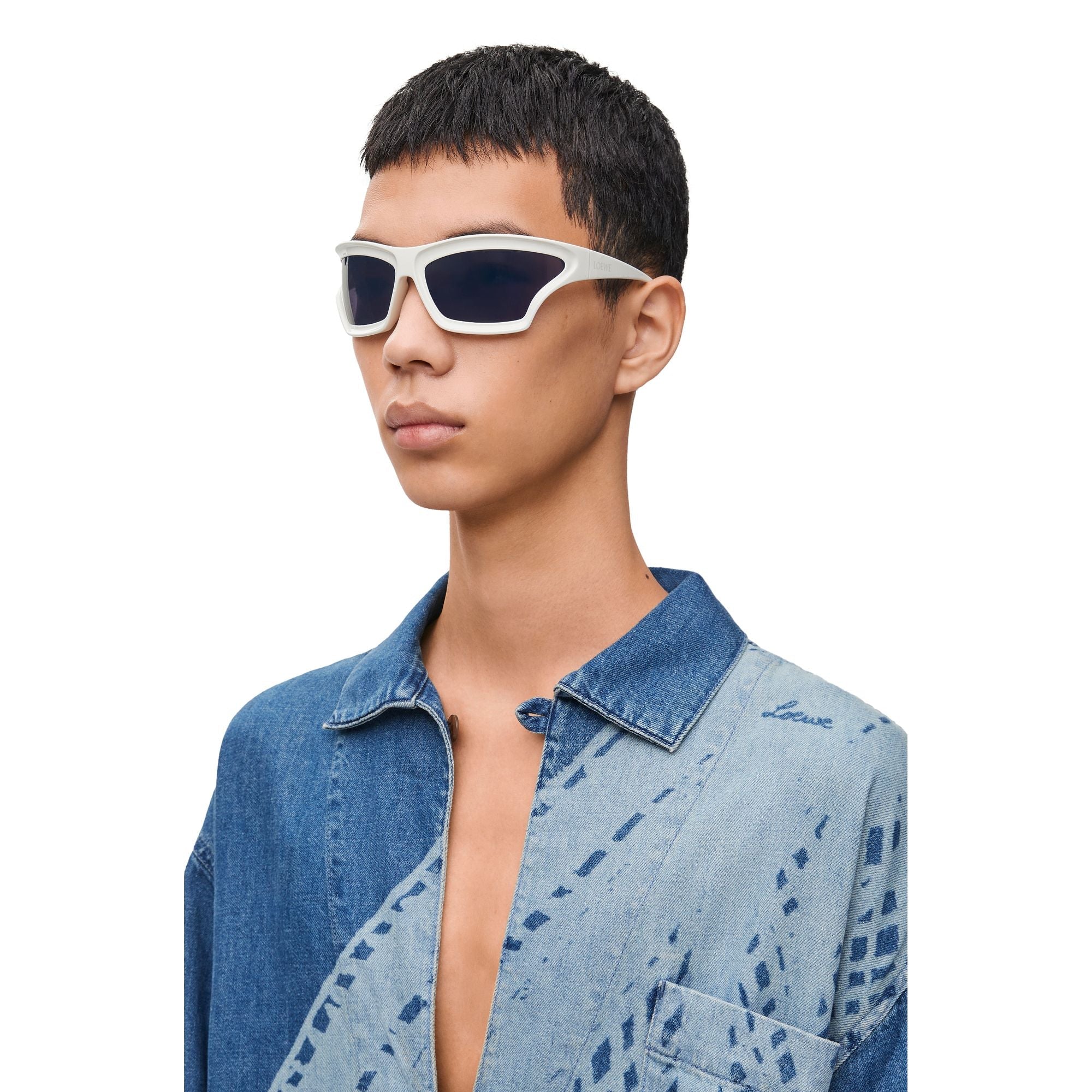 Women Arch Mask Sunglasses - Solid White