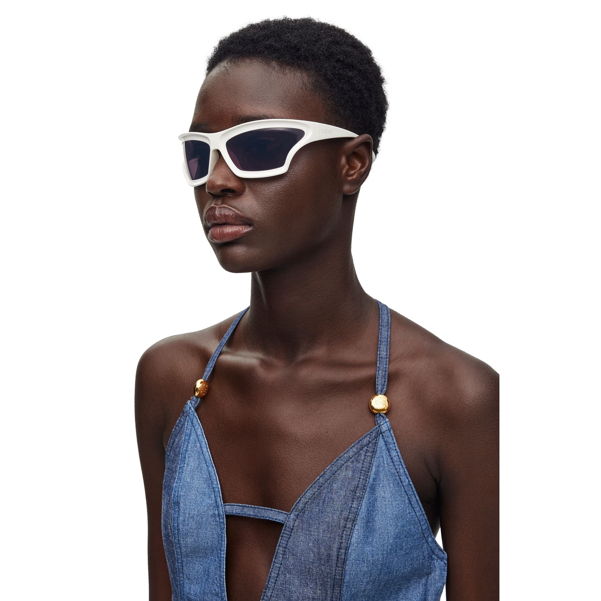 Women Arch Mask Sunglasses - Solid White