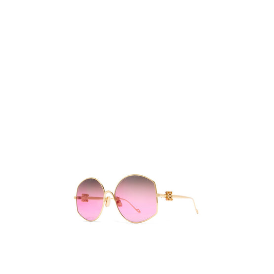Women Metal Oversized Sunglasses - Pink/Dark Green