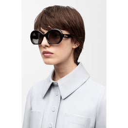 Women Halfmoon Sunglasses - Shiny Black