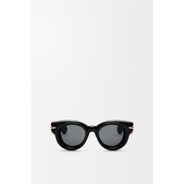 Women Inflated Round Sunglasses - Shiny Black