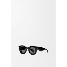 Women Inflated Round Sunglasses - Shiny Black