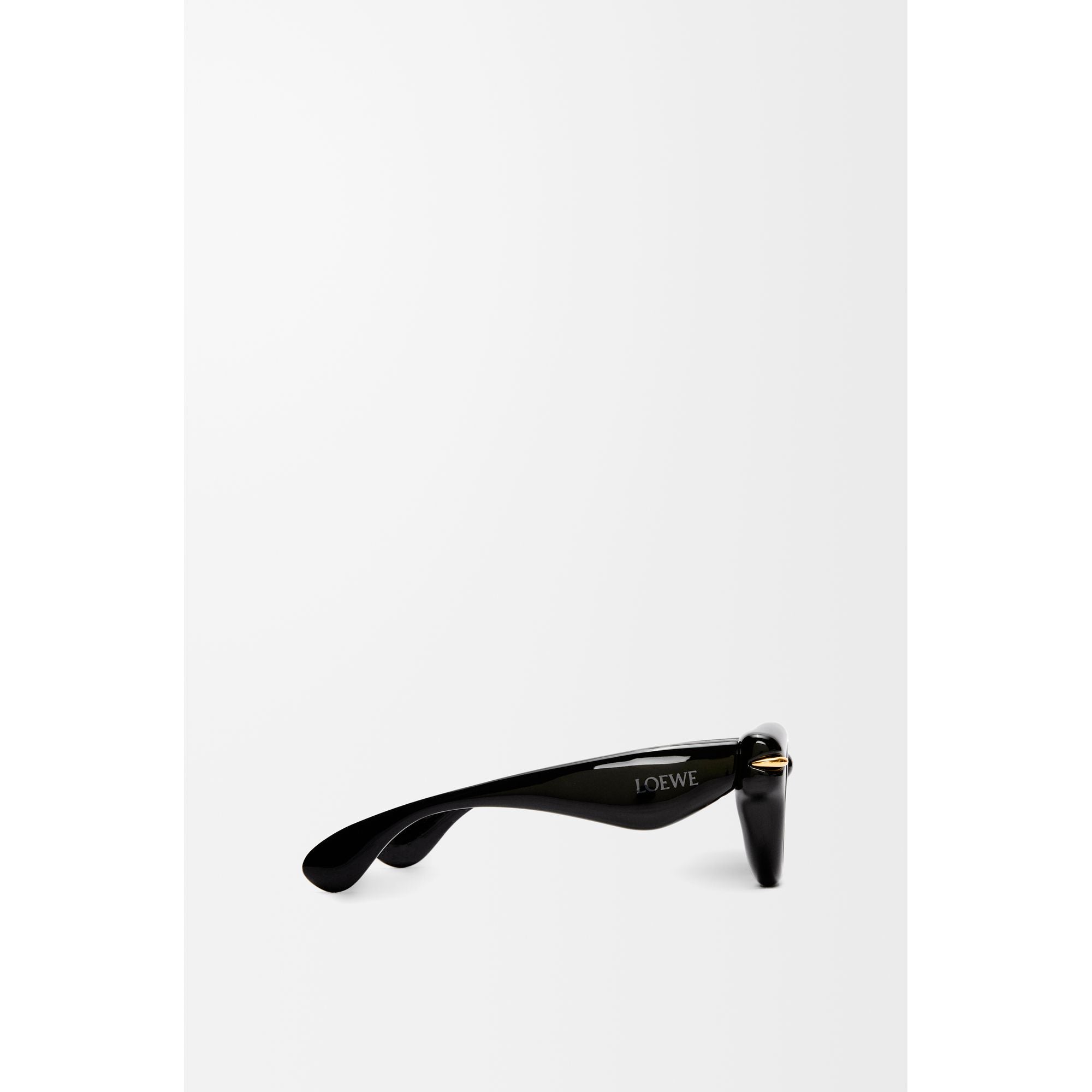 Women Inflated Round Sunglasses - Shiny Black