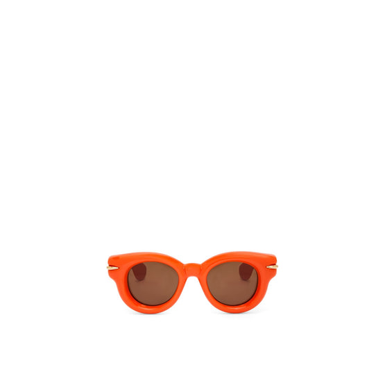 Women Inflated Round Sunglasses - Shiny Orange