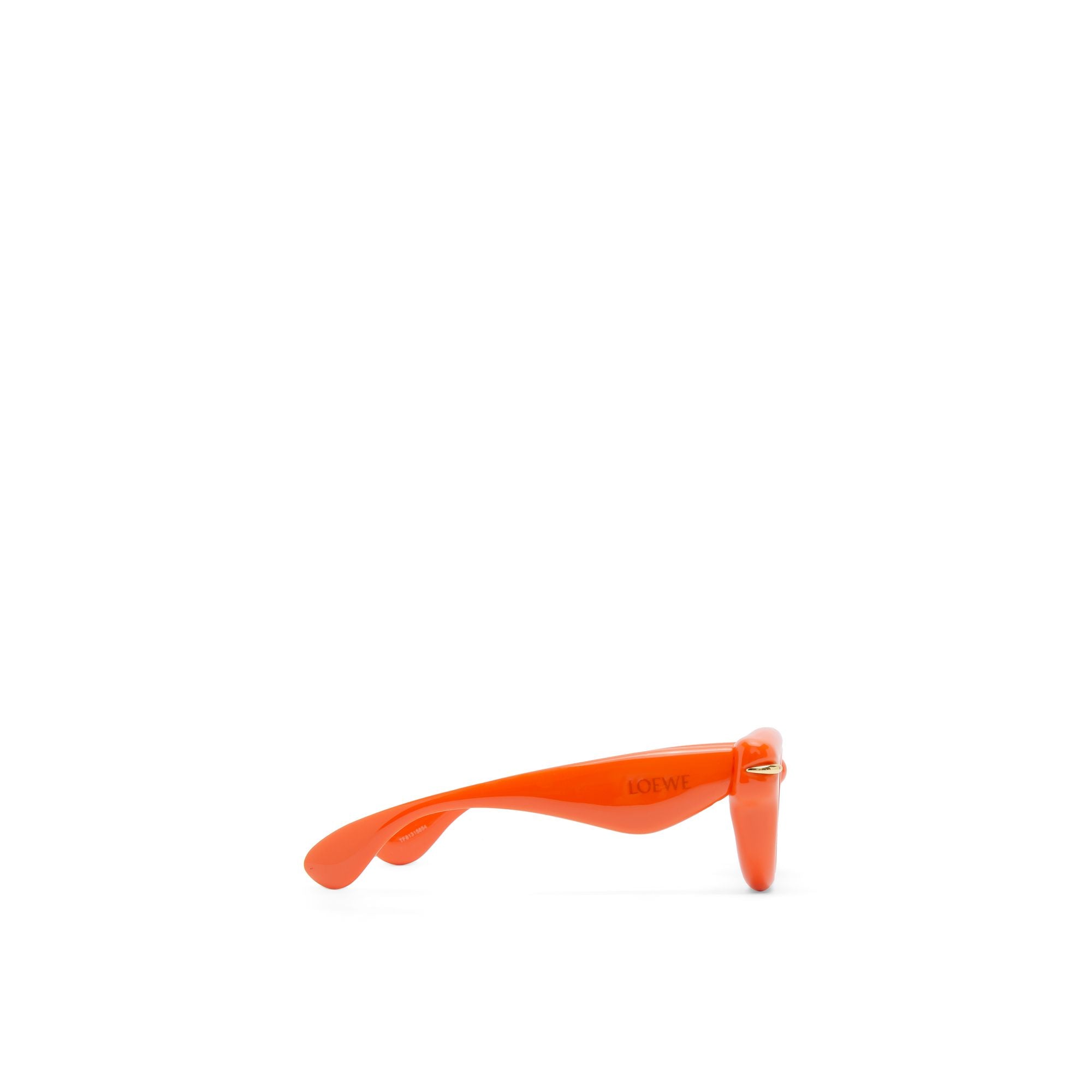 Women Inflated Round Sunglasses - Shiny Orange