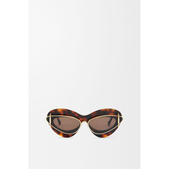Women Double Frame Cateye Sunglasses - Dark Havana