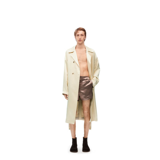 Men Trench Coat - Ecru