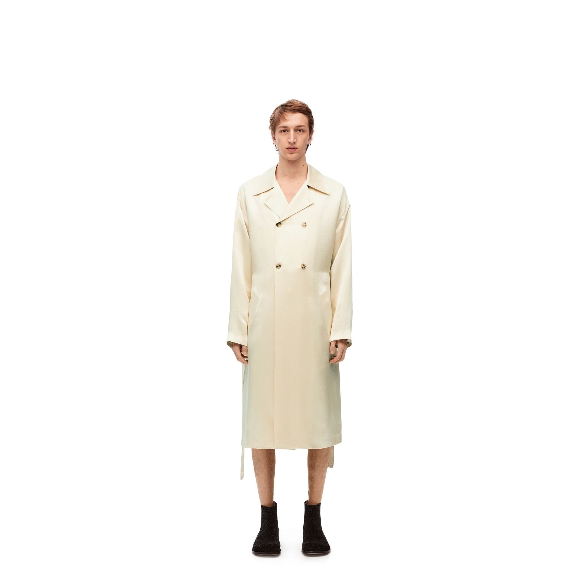 Men Trench Coat - Ecru